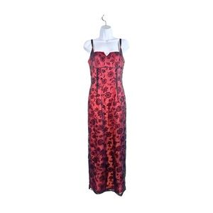 Vintage 90's Steppin' Out Red & Black Gown Gothic Prom Dress
